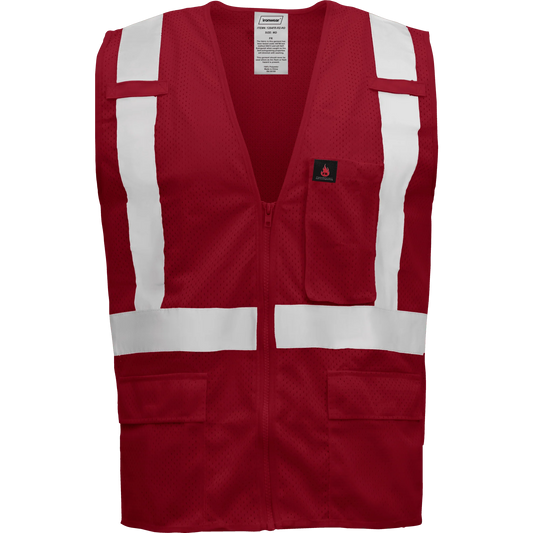 Ironwear Red Mesh Safety Vest - Zippered