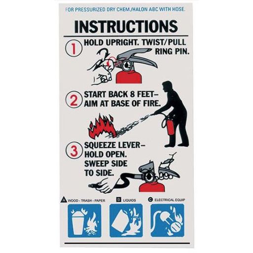 ABC Extinguisher Pictorial Instruction Label with Hose - 3" x 5.25"