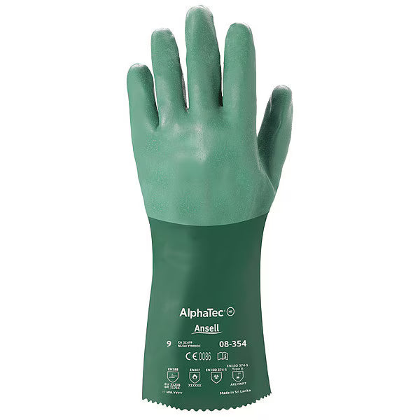Ansell 08-354 AlphaTec Neoprene Chemical-Resistant Safety Gloves with 14" Gauntlet - (Dozen)