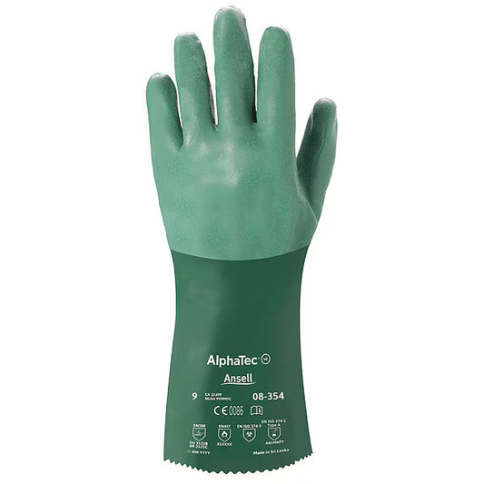Ansell 08-354 AlphaTec Neoprene Chemical-Resistant Safety Gloves with 14" Gauntlet - (Dozen)