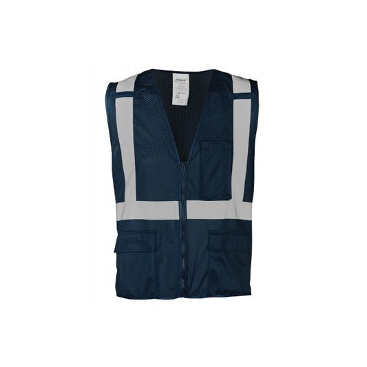 Ironwear 1284-BZ Economy Reflective Mesh Safety Vest - Navy Blue