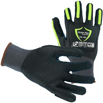 Impact Resistant Safety Gloves with Dotted Palm - Nitrile Coated - (Per Pair)