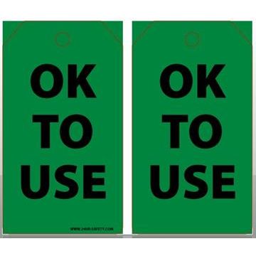 Accuform Tag 858274BE-017 - "Ok To Use" - Green - (25 per pack)