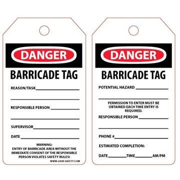 Accuform Q858274BE-004 Tag - "Danger Barricade Tag" - (25 per pack)