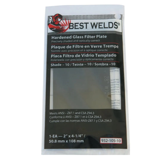 Best Welds Green Glass Filter Plate - Shade 10 - 2" x 4.25"