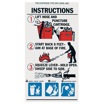 ABC Cartridge Extinguisher Pictorial Instruction Label - 3" x 5.25"
