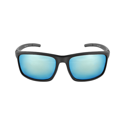 Bullhead Safety Pompano Safety Glasses - Matte Black Frame / Polarized Blue Mirror Lens