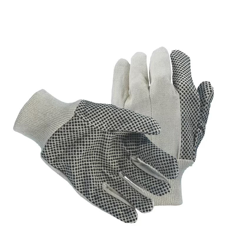 Glove Safe 10oz Cotton Canvas Gloves - PVC Dotted Palm and Knit Wrist - (Dozen)