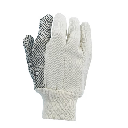 Glove Safe 10oz Cotton Canvas Gloves - PVC Dotted Palm and Knit Wrist - (Dozen)