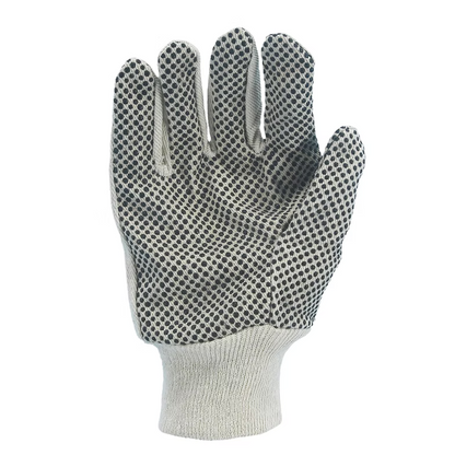Glove Safe 10oz Cotton Canvas Gloves - PVC Dotted Palm and Knit Wrist - (Dozen)