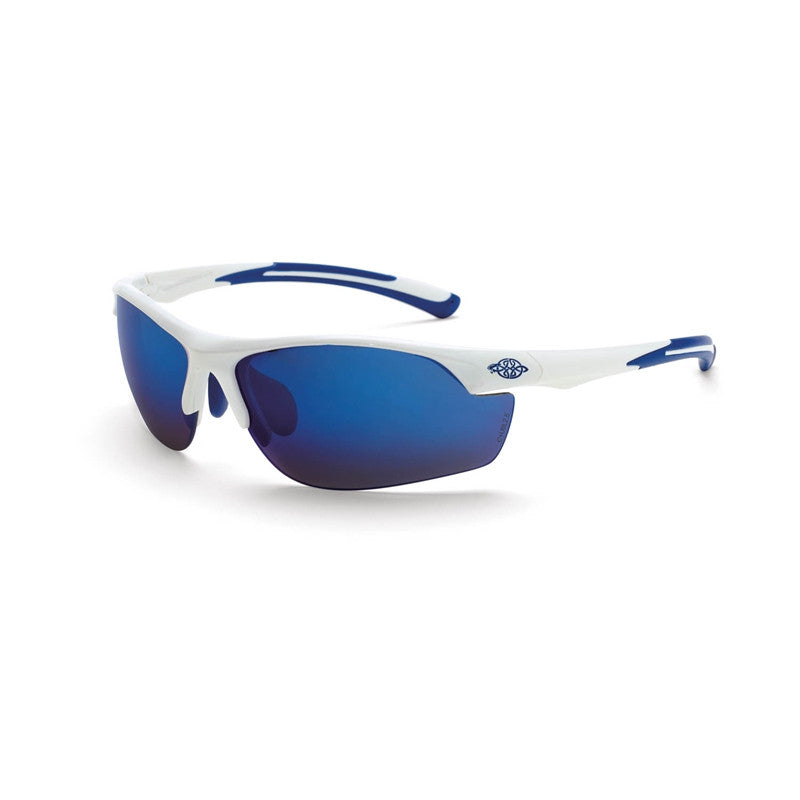 Radians 16728 Crossfire AR3 Safety Glasses - White Frame / Blue Mirror Lens