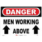 Sign - "Danger - Men Working Above" - Plastic - 10" x 14"