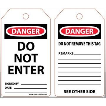 Accuform 858274BE-010 Tag - "Danger Do Not Enter" - (25 per pack)