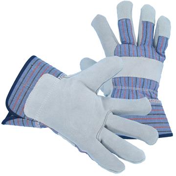 Glove Safe Striped Leather Work Gloves with Lined Palm