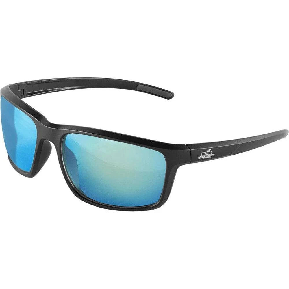 Bullhead Safety Pompano Safety Glasses - Matte Black Frame / Polarized Blue Mirror Lens