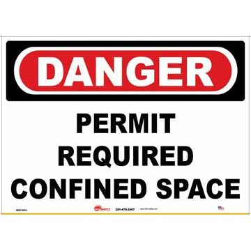 Sign - "Danger - Permit Required Confined Space" - 10" x 14"