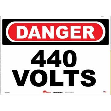 Sign - "Danger - 440 Volts" - Plastic - 10" x 14"