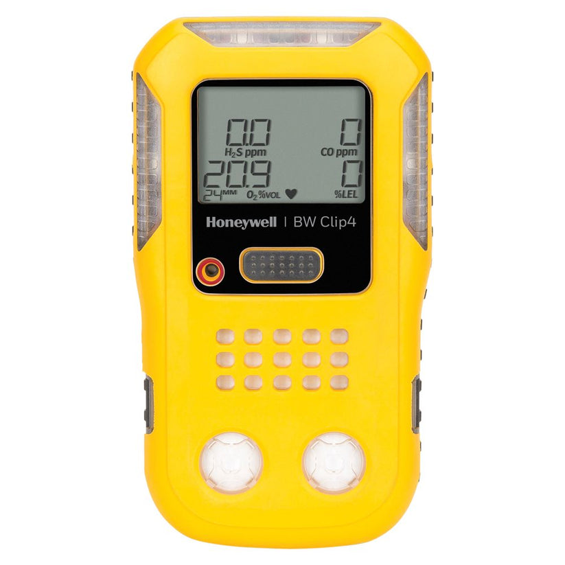 Clip4 IR Multi-Gas Detector - O2/LEL/H2S/CO - Yellow – 24Hr Safety